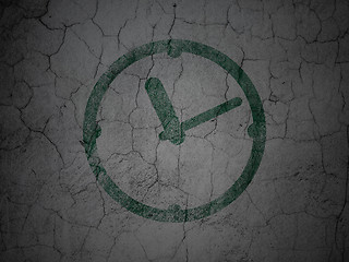 Image showing Timeline concept: Clock on grunge wall background