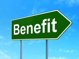 Image showing Finance concept: Benefit on road sign background