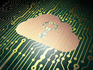 Image showing Cloud technology concept: circuit board with Cloud With Key