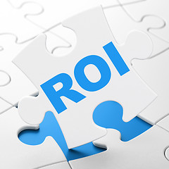 Image showing Business concept: ROI on puzzle background