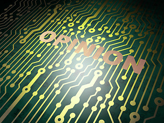 Image showing Advertising concept: circuit board with Opinion