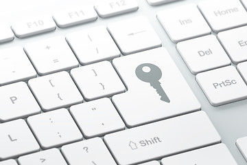 Image showing Safety concept: Key on computer keyboard background