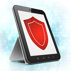 Image showing Protection concept: Shield on tablet pc computer