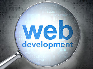 Image showing SEO web design concept: Web Development with optical glass