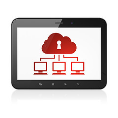 Image showing Cloud networking concept: Cloud Network on tablet pc computer