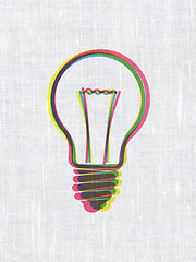 Image showing Business concept: Light Bulb on fabric texture background