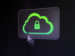 Image showing Cloud technology concept: Cloud With Padlock on digital button