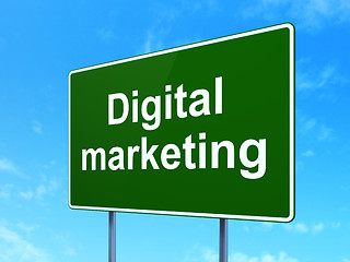 Image showing Advertising concept: Digital Marketing on road sign background