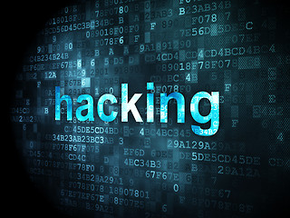 Image showing Safety concept: Hacking on digital background