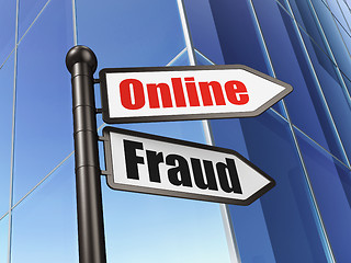 Image showing Security concept: sign Online Fraud on Building background