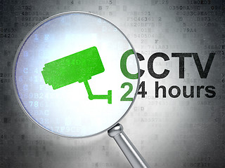 Image showing Safety concept: Cctv Camera and CCTV 24 hours with optical glass