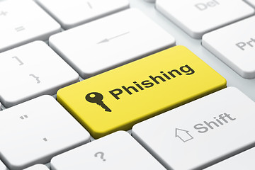 Image showing Protection concept: Key and Phishing on computer keyboard
