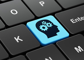 Image showing Marketing concept: Head With Gears on computer keyboard