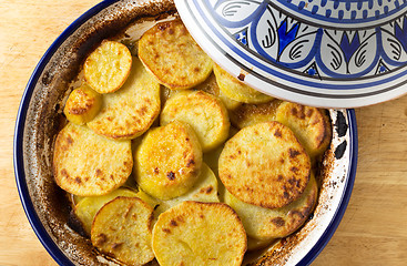 Image showing Sweet potato beef tagine from above