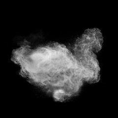 Image showing White powder explosion isolated on black