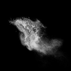 Image showing White powder explosion isolated on black