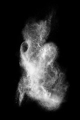 Image showing White powder explosion isolated on black