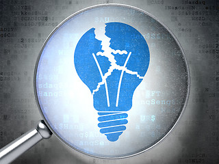 Image showing Finance concept:  Light Bulb with glass on digital background