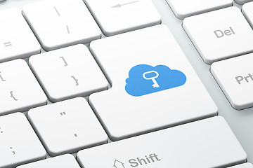 Image showing Cloud networking concept: Cloud With Key on computer keyboard