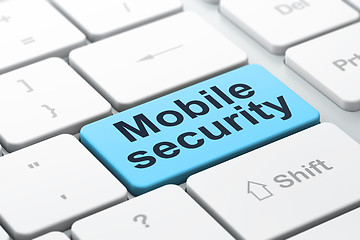 Image showing Safety concept: Mobile Security on computer keyboard background