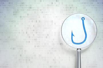 Image showing Privacy concept:  Fishing Hook with optical glass on digital