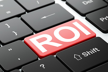 Image showing Business concept: ROI on computer keyboard background