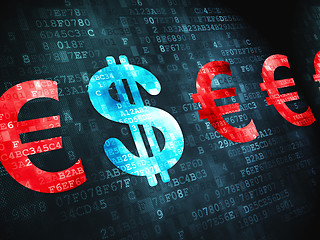 Image showing Currency concept: Dollar And Euro on digital background