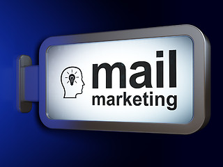 Image showing Advertising concept: Mail Marketing and Head With Lightbulb on b