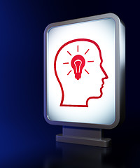 Image showing Finance concept: Head With Lightbulb on billboard background