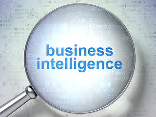 Image showing Finance concept: Business Intelligence with optical glass