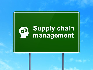 Image showing Marketing concept: Supply Chain Management and Head With Gears