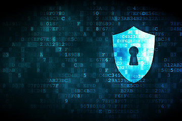 Image showing Privacy concept: Shield With Keyhole on digital background