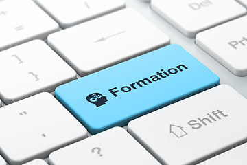 Image showing Education concept: Head With Gears and Formation on computer key