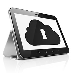 Image showing Cloud networking concept: Cloud With Keyhole on tablet pc comput