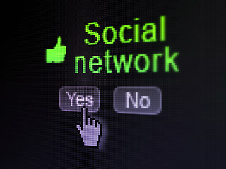 Image showing Social network concept: Like icon and Social Network on screen