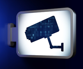 Image showing Protection concept: Cctv Camera on billboard background