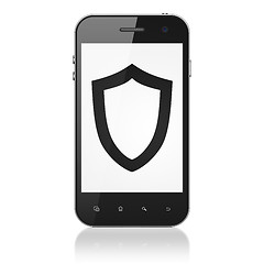 Image showing Privacy concept: Contoured Shield on smartphone