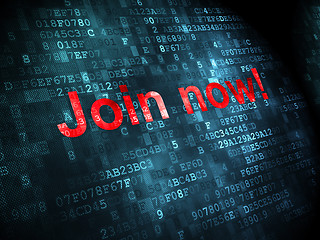 Image showing Social network concept: Join now! on digital background