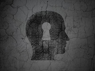 Image showing Information concept: Head With Keyhole on grunge wall background