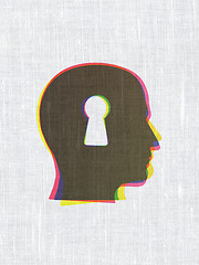 Image showing Education concept: Head With Keyhole on fabric texture