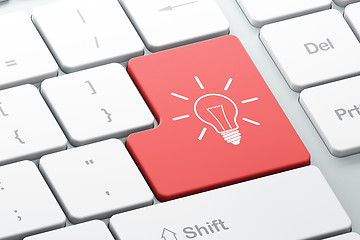 Image showing Business concept: Light Bulb on computer keyboard background