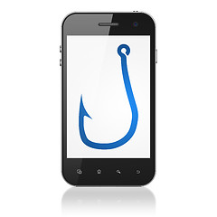 Image showing Protection concept: Fishing Hook on smartphone