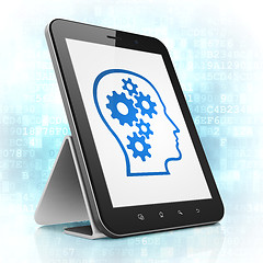 Image showing Marketing concept: Head With Gears on tablet pc computer