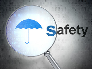 Image showing Safety concept: Umbrella and Safety with optical glass