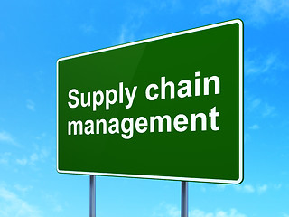 Image showing Advertising concept: Supply Chain Management on road sign