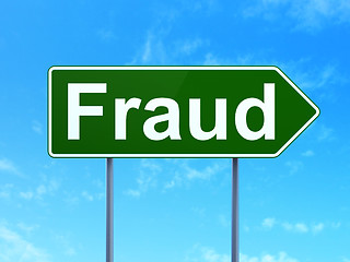 Image showing Safety concept: Fraud on road sign background