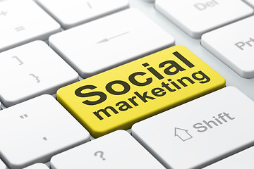 Image showing Marketing concept: Social Marketing on computer keyboard backgro