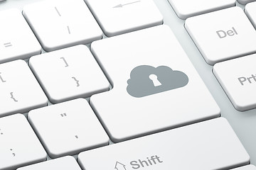 Image showing Cloud technology concept: Cloud With Keyhole on keyboard