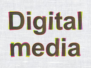 Image showing Marketing concept: Digital Media on fabric texture background