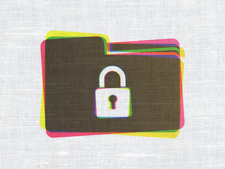 Image showing Finance concept: Folder With Lock on fabric texture background